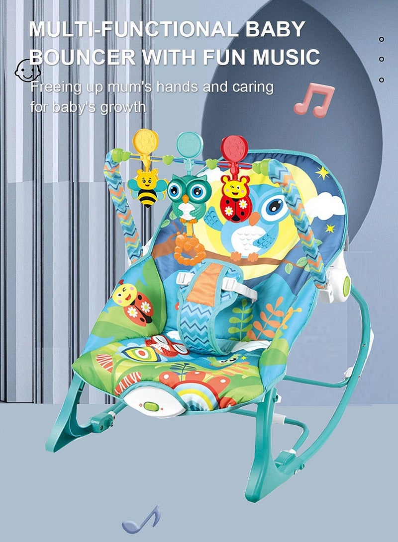 كرسي هزاز متعدد الألوان للأطفال مع موسيقى وألعاب معلقة - Image 2